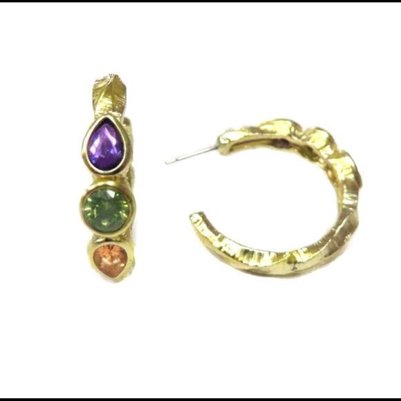 Byzantine Twist Matte Gold w/ Crystal Hoops, NWT-Boutique - Picture 6 of 9